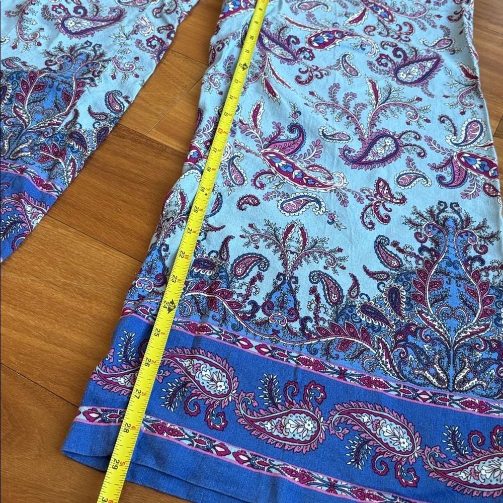 LOFT Blue Paisley Wide Leg Pants - Picture 6 of 9